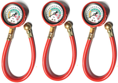PRIDE Tire Pressure Pipe Gauge (HTC) 200PSI ( PACK OF 3 PCS )with Protective Cover Tubeless Tyre Puncture Repair Kit