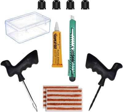 ASTVAX Universal Tubeless Tire Puncher Kit (Storage Box) Emergency Flat Tire Repair Tubeless Tyre Puncture Repair Kit