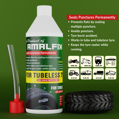 amalfix Tubeless Tire Sealant | Anti Puncture Liquid for Bike & Car Tubeless Tyre Puncture Repair Kit