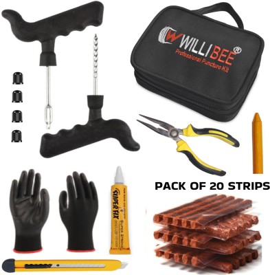 WILLIBEE 10 in 1 Universal Puncher Kit for Car, Bike, SUV & Motorcycle(Pack of 20 Strips) Tubeless Tyre Puncture Repair Kit