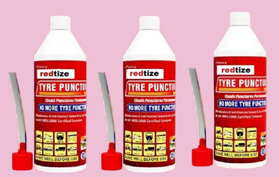 Redtize | Anti Puncture Liquid for Bike & Car Tyre_U001_Tubeless PACK OF 3 Tubeless Tyre Puncture Repair Kit