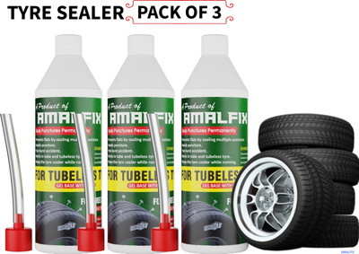 amalfix HGJH Tubeless Tire Sealant pack of 3 Tubeless Tyre Puncture Repair Kit