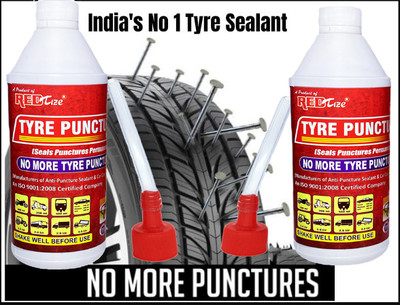 Redtize Tyre Sealer pack of 2 both bottle in 1000 ml gel Tubeless Tyre Puncture Repair Kit