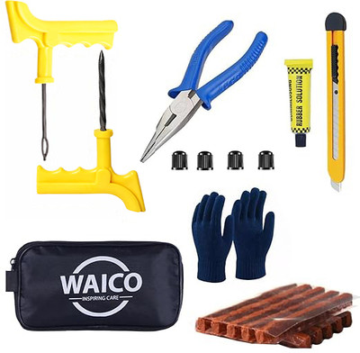 WAICO 8 in 1 Universal Tubeless Tyre Puncture Kit Tubeless Tyre Puncture Repair Kit