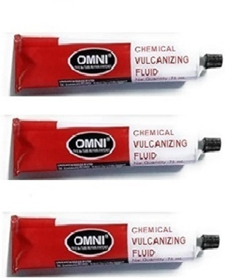 PRIDE 3 Pcs Omni Chemical Vulcanizing Fluid (CVF 75 ml) Adhesive/Solution Tubeless Tyre Puncture Repair Kit