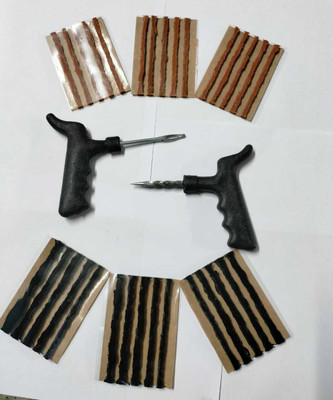 SEAHORSE POLYMERS Tyre Puncture Repair Kit With 15 Black And 15 Brown Puncher Strips/Strings Tubeless Tyre Puncture Repair Kit