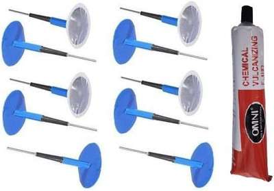 SEAHORSE POLYMERS Mushroom Plug Patch Uniplug 9W 10 Pcs with omni CVF 1 PCS Tubeless Tyre Puncture Repair Kit