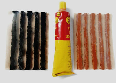 GANESHA INDUSTRIES Puncture Repair Strips 5 Brown and 5 Black Puncture Strips with Tube Solution Tubeless Tyre Puncture Repair Kit