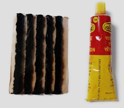 SEAHORSE POLYMERS Puncture Seal Strips Puncture Repair Strips Set of 5 With Solution Tube/Adhesive Tubeless Tyre Puncture Repair Kit