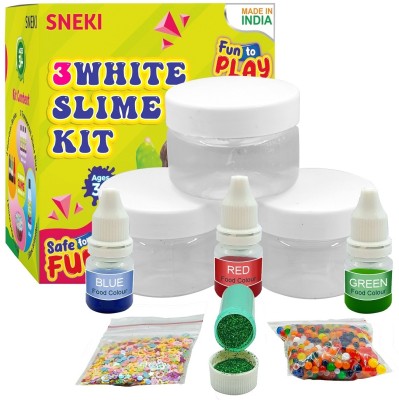 sneki (Pack 3 Clear Slime Kit) Toys slime putty clay kit set for girls boys kids White Putty Toy