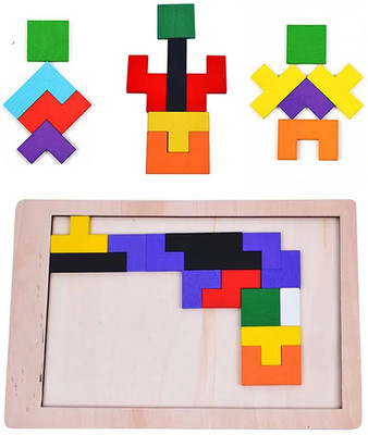SHALAFI Montessori Intelligence Educational Toys Game Tetris Blocks Wooden Tetris Puzzle(24 Pieces)