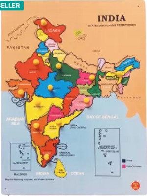 Mohit Plastic Wooden India Map Puzzle Capital with State Learning Toy for Kids(1 Pieces)