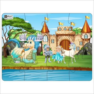 ABYZ PRINCESS WITH KNIGHT Wooden Jumbo Floor Puzzle - Ages 3 and Above(12 Pieces)