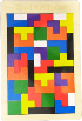 VAATHSALYA'S Wooden Russian Blocks Puzzle 40 Pcs Tetris Brain Teaser Game Building Blocks(1 Pieces)