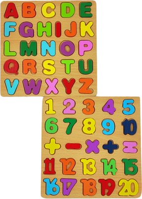 Johnnie Boy 3D wooden capital alphabet and Numeric puzzles (1-20) for children(51 Pieces)