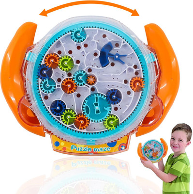 MAQOiW Puzzle Maze Toy, 3D Maze Gravity Ball Game Toy for Kids, Gear Labyrinth Disk(1 Pieces)