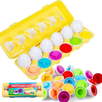 Craveon 12 Matching Eggs Game Colour & Shape Puzzle Learning & Educational Toys for Kids(1 Pieces)