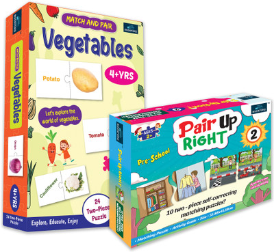 BOOKFORD Exciting Puzzle Combo Set of 2 Jigsaw Puzzle-Pair Up Right 2 & Match & Pair Veg(68 Pieces)