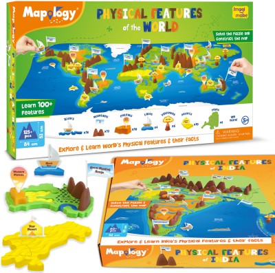 Imagimake Mapology Kit – Physical Features of India & World(249 Pieces)