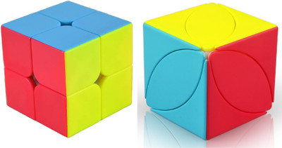 Authfort 2x2 Speed Cube Stickerless 2 by 2 Magic Cube & LEAF cube Combo 2(2 Pieces)