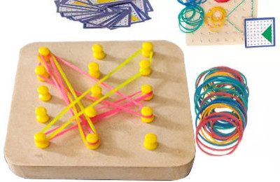 FORSIKHA Mathematical Manipulative Array Blocks Geo Board Shape Puzzle Wooden Geoboard(1 Pieces)