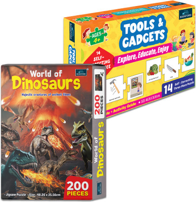 BOOKFORD Exciting Puzzle Combo Set of 2 Jigsaw Puzzle - World of Dinosaurs &Tools&Gadgets(242 Pieces)