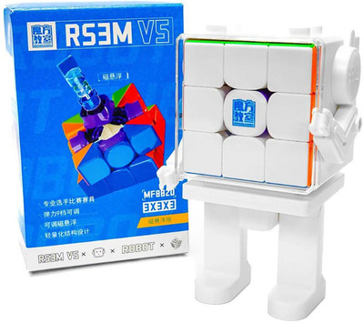 Cuberkart MoYu RS3M V5 3x3 Magnetic (MagLev + Robot Display Box) Stickerless Speed Cube(1 Pieces)