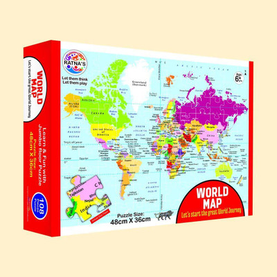 Sanchi Creation World Map Puzzle (108 Pieces) - Early Learner Giant Jigsaw Puzzle Set with List(108 Pieces)