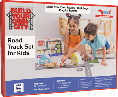 Cocomoco Kids Build Your Own City 48 Pieces Road Track, Flexible Road Puzzle(48 Pieces)