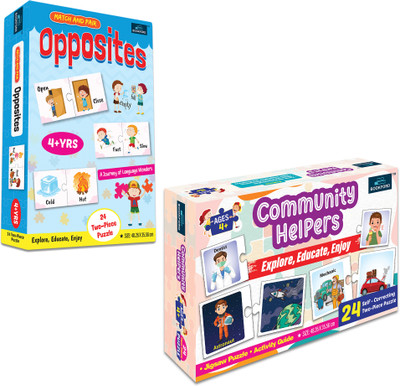 BOOKFORD Community Helpers+Opposite Words Jigsaw Puzzle|Set of 2(96 Pieces)