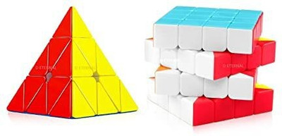 YATRI High Speed Magic Sticker-Less Combo Cube Set of 2 ( 4X4 Cube & Triangle Cube )(2 Pieces)