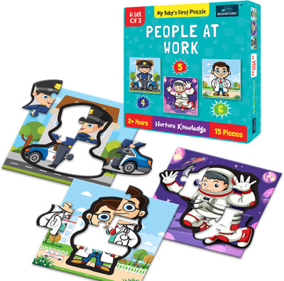 BOOKFORD My Baby'S First People atwork&unicorns&Transports Puzzle Game&Learning(Set of 3)(45 Pieces)