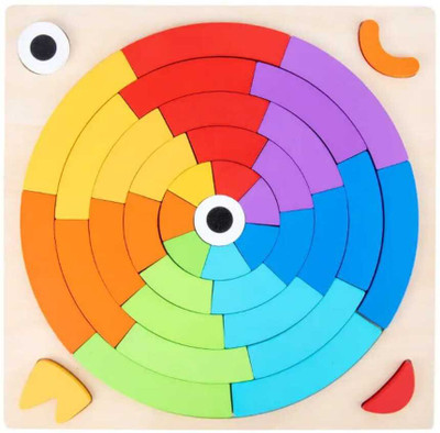 kidzoie Wooden Rainbow Circle Puzzle Montessori Educational Toy for Kids(36 Pieces)