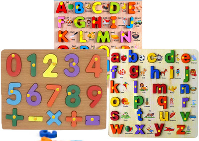 Plus Shine Set Of 3 Wooden Capital+Small Alphabets+Counting Numbers(3 Pieces)