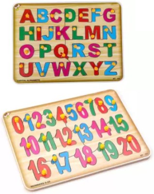 Mohit Plastic English Capital Alphabets & Number 1 - 20 Wooden Puzzle(2 Pieces)