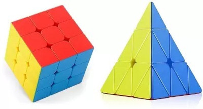 JVTS Speed Cube Combo Set Of 3X3X3 And Pyraminx Pyramid Triangle(2 Pieces)