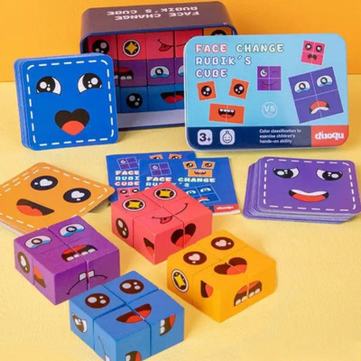 CravingKart Face Change Puzzle Board Game, Matching Expressions Emoji Block Cube for Kids(1 Pieces)