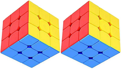 Aseenaa High Speed Cube Combo of 3X3 Sticker less Magic Puzzle Cube Brain Set(2 Pieces)
