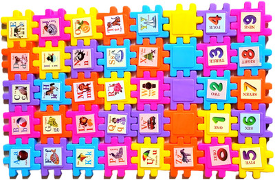 Globular ABCD 123 Block Puzzle Game Shape Educational Building Block Non Toxic Plastic(35 Pieces)