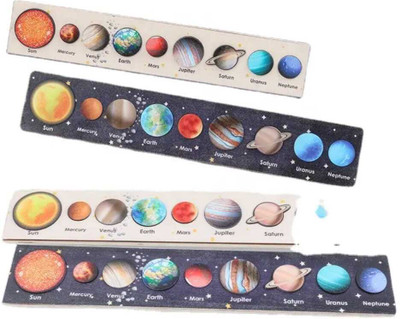 kidzoie Wooden Solar System Ruler puzzle Set 8 Planets Educational Learning Scale(8 Pieces)