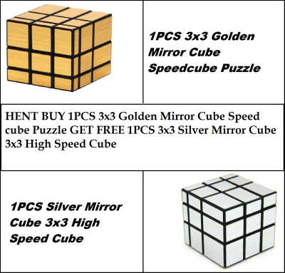 HANSHIKA ENTERPRISES HENT Buy 1pcs Golden Mirror Cube GET FREE 1pcs Silver Mirror Cube 01(2 Pieces)