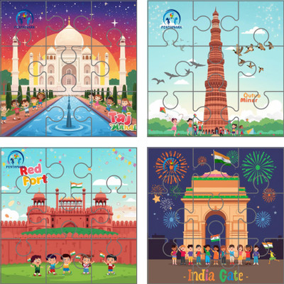 pentamark Wooden Jigsaw Puzzle Games for Kids Age 3+ (Pack of 4 Monuments of India)(36 Pieces)