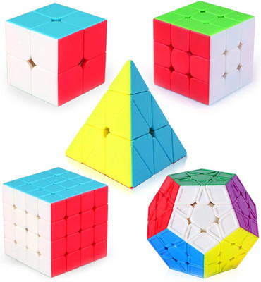 HASTiKA Cube Set 2x2 3x3 4x4 Pyramid Pyraminx Triangle Megaminx Cube Combo Bunde Set(5 Pieces)