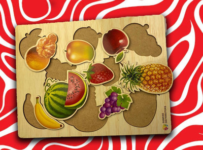 Atharva Green Forest Wooden Fruits Puzzle Board Educational Puzzle Baby brain Creative learning set(1 Pieces)