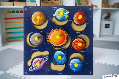 BUY SURETY Montessori Wooden Puzzle Board of Outer Solar System Puzzle Blocks Science Toys(1 Pieces)