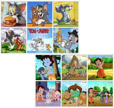 Todfod Wooden Jigsaw Puzzles Toy for Kids & Children Tom & Jerry & Chhota Bheem Puzzle(108 Pieces)