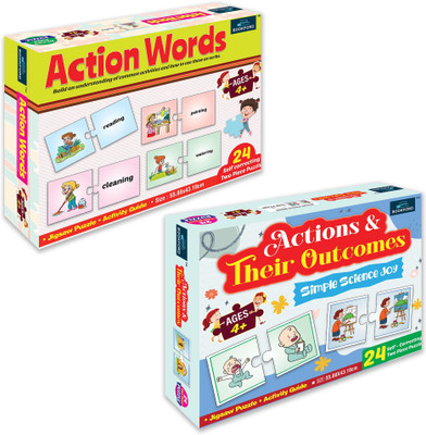 BOOKFORD Exciting Puzzle Combo Set of 2 Jigsaw Puzzle-Action Words & Actions and Outcomes(96 Pieces)
