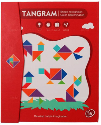 PRIMITOYS Wooden Magnetic Tangram Puzzle Game for Travel – 7 Block Pieces with 96 Patterns(7 Pieces)
