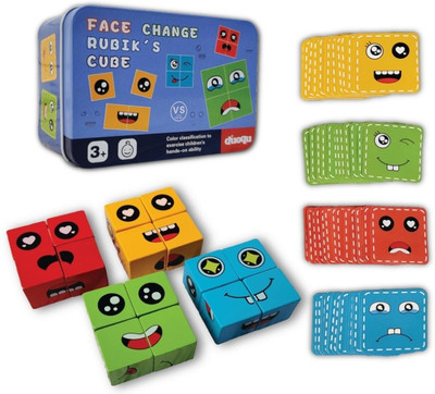 CrazyBuy Face Changing Puzzles Emotion Change Toy with 16 Face Cube and 72 Cards(1 Pieces)