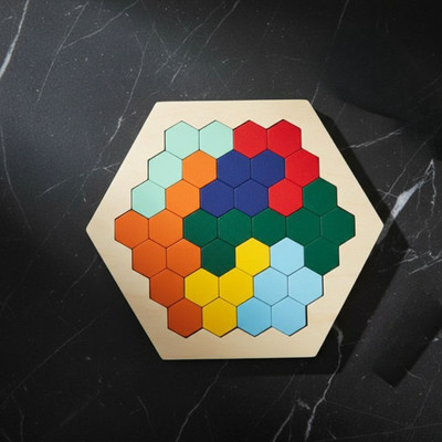 Esptronics STEM DIY Wooden Hexagon Puzzle Toy Brain Development Educational Game Kids(1 Pieces)
